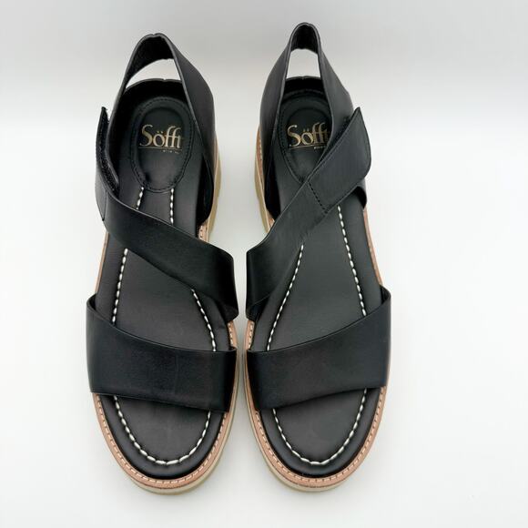 Sofft Womens Pru Platform Sandal US 10 EU 42 Black Asymmetric Leather NIB - Picture 8 of 11